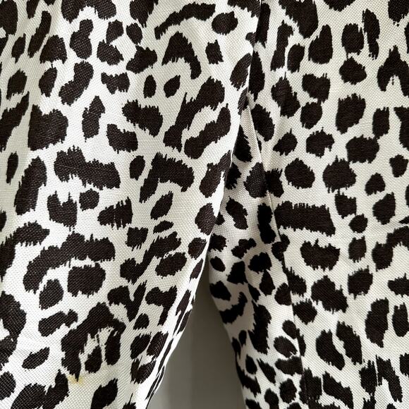 J. Crew Easy Pants Linen Leopard Print Pull On Cropped High Rise Black White 6 - Picture 7 of 8